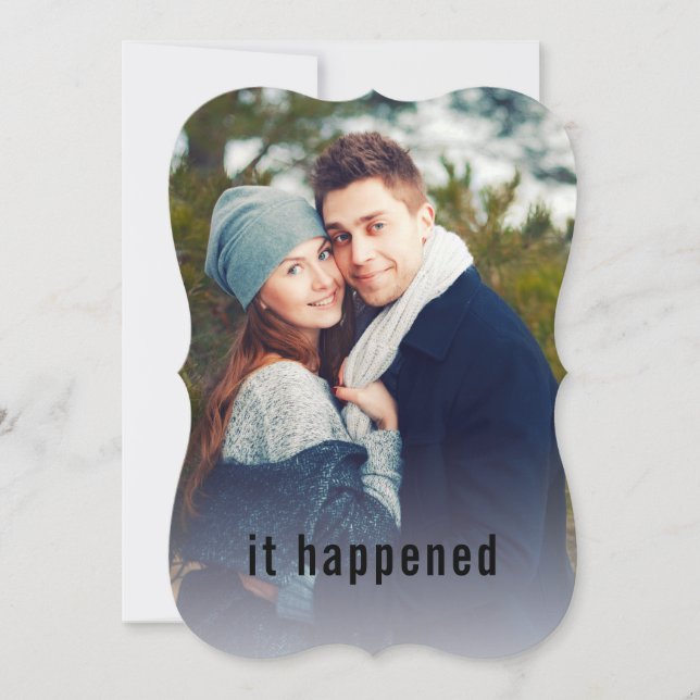 It Happened Minimal Photo Just Married Reception Invitation (Front)