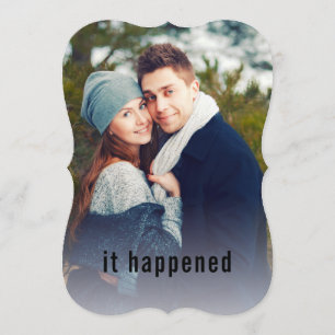 It Happened Minimal Photo Just Married Reception Invitation