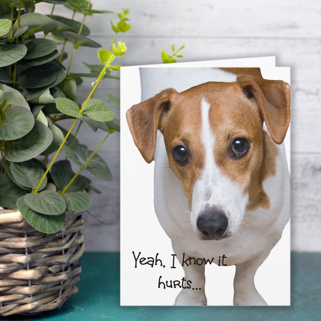 It Hurts Sad Dog Encouragement Card (Encouragement card.)