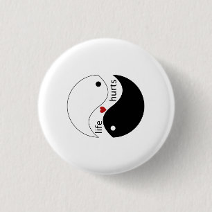 It hurts when you love, Yin Yang, Life slogan 3 Cm Round Badge