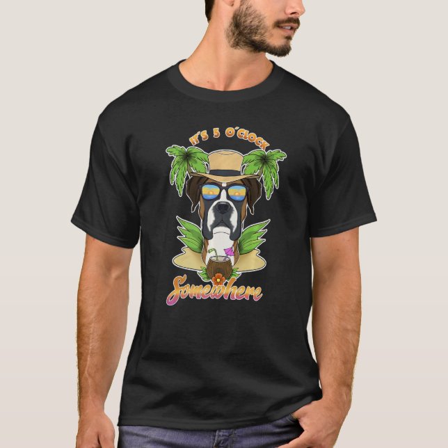 It Is 5 O´Clock Somewhere Drinking Boxer   T-Shirt (Front)