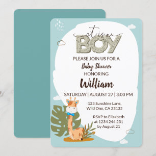 It is a Boy Baby Giraffe Baby Shower Invitation
