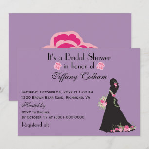 It is a Bridal Shower Bride Silhouette Purple Invitation