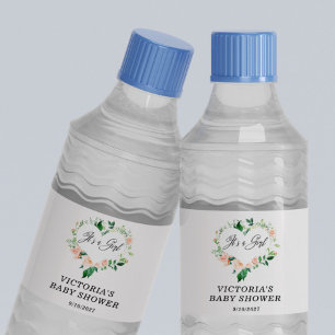 It is a Girl Blush Pink Baby Shower Water Bottle Label