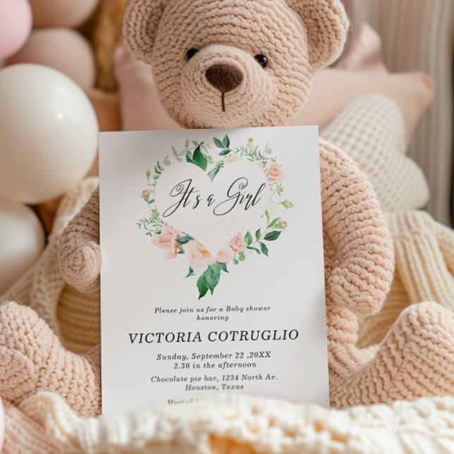 It is a Girl Peach Baby Shower Invitation (Creator Uploaded)