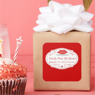 It is a Lil' Lady Hipster Vintage Retro Baby Girl Square Sticker