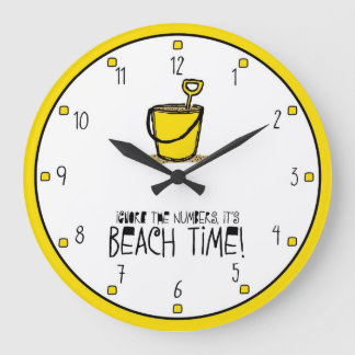 It is Beach Time! Yellow Large Clock