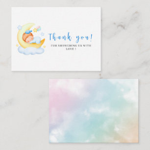 It is boy Watercolor blue  baby shower thank you Card