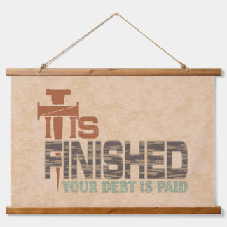 It Is Finished Abstract Iron Nails Christian Cross Hanging Tapestry