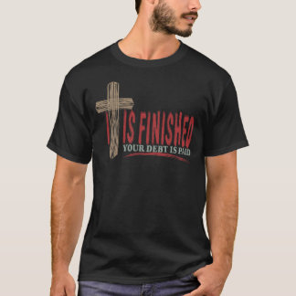 It Is Finished Abstract Wood Grain Christian Cross T-Shirt