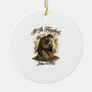 It Is Finished Bible Verse Vintage Christian Shirt Ceramic Tree Decoration