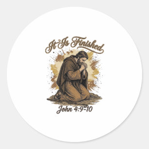 It Is Finished Bible Verse Vintage Christian Shirt Classic Round Sticker