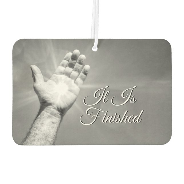 It Is Finished Grayscale Car Air Freshener (Back)