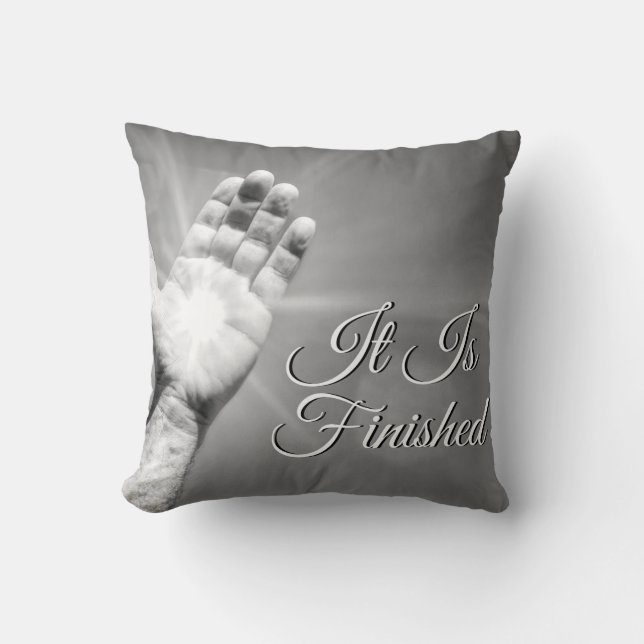 It Is Finished Grayscale Cushion (Front)