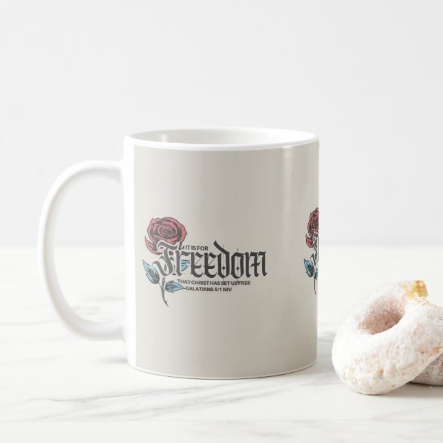 It is For Freedom that Christ has Set us Free Coffee Mug (With Donut)