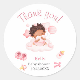 It is girl Pink Watercolor Baby shower thank you Classic Round Sticker
