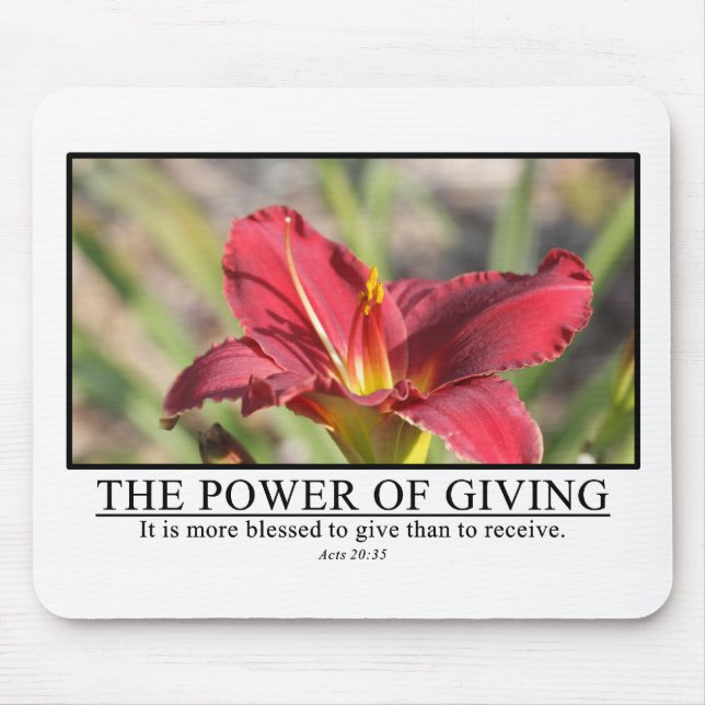 It is more blessed to give than receive Acts 20:35 Mouse Mat (Front)