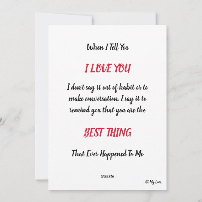 It is my Day: When I tell you - Valentine Card (Back)