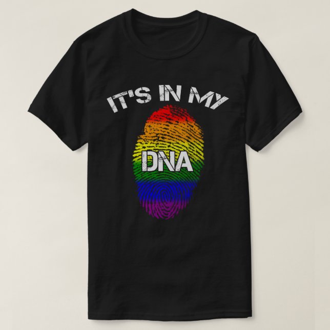 It Is My DNA Funny Fingerprint LGBT Rainbow T-Shirt (Design Front)