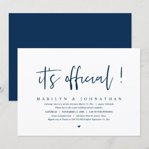 It is official, Wedding Elopement Dinner and Party Invitation