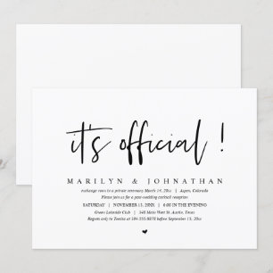 It is official, Wedding Elopement Dinner and Party Invitation