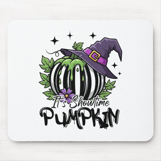 It Is Showtime Pumpkin Witch Halloween Spooky Seas Mouse Mat (Front)