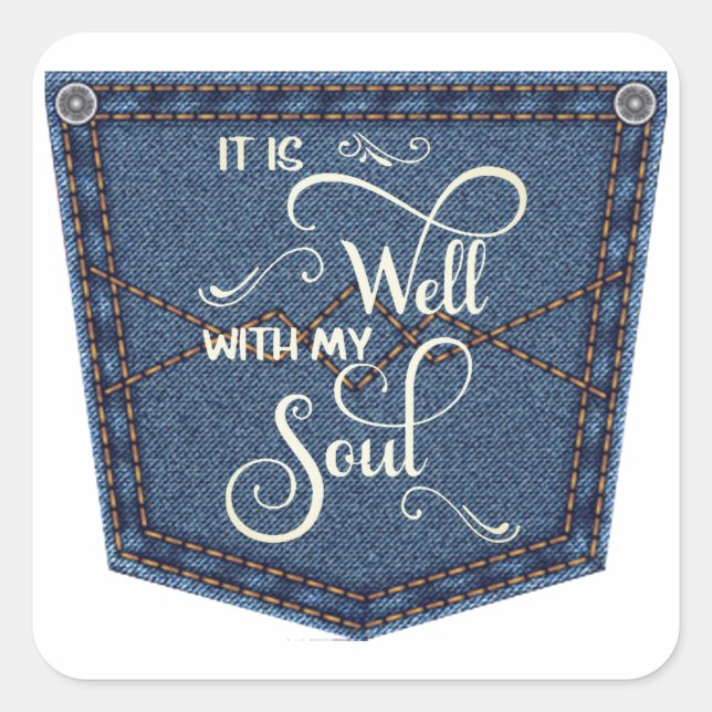 It is well denim pocket sticker (Front)
