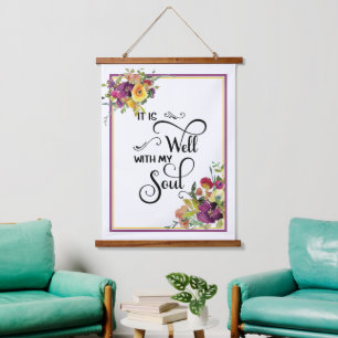 It is well floral hanging tapestry