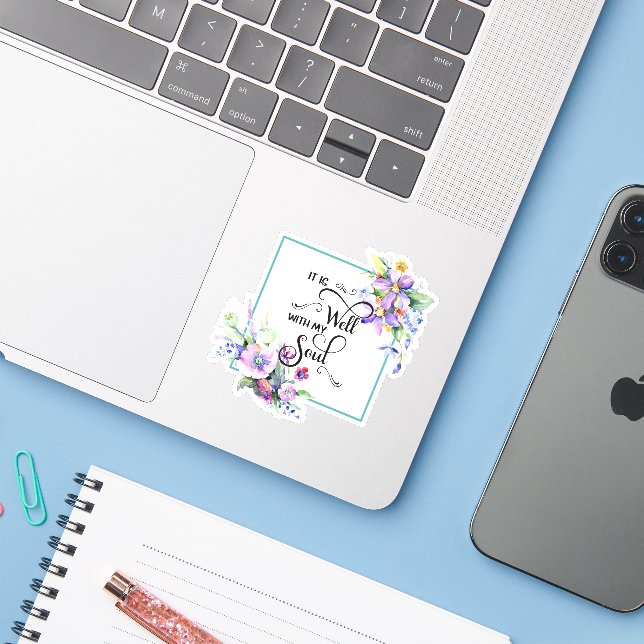 It is well purple floral frame (Laptop w/ iPhone)
