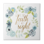 It Is Well - Walk by Faith Not by Sight Tile<br><div class="desc">It Is Well I by Studio W. Features a beautiful floral border with the phrase "Walk by Faith,  Not by Sight."</div>