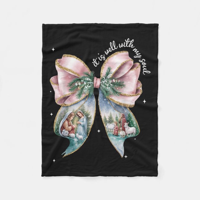 It Is Well With My Soul Bow Nativity Scene Baby Je Fleece Blanket (Front)