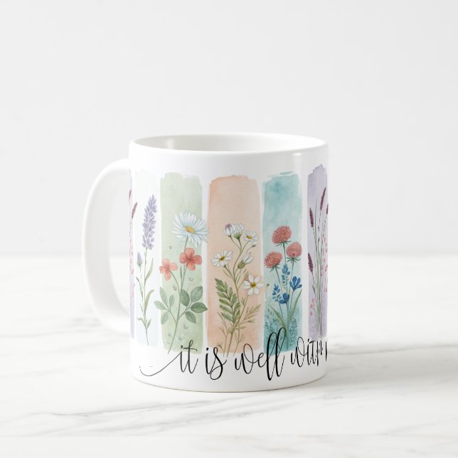 It Is Well With My Soul Floral Mug (Front Left)