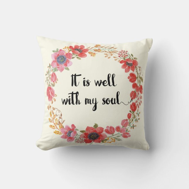 It Is Well With My Soul Hymn Quote Pillow (Front)