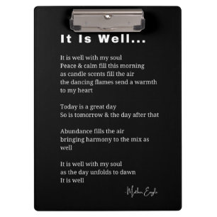 It is well with my soul inspirational poem poetry clipboard