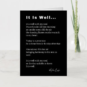 It is well with my soul inspirational poem poetry  foil greeting card
