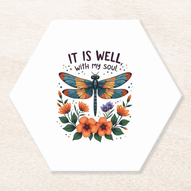It Is Well With My Soul Inspirational Quote (1) Paper Coaster (Front)