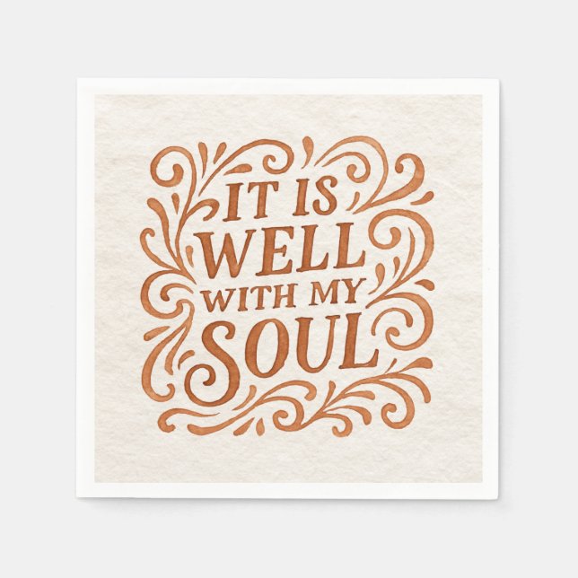 It is Well With My Soul Typography Napkin (Front)