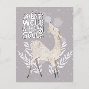 It is Well with my Soul, Winter Watercolor Deer Postcard