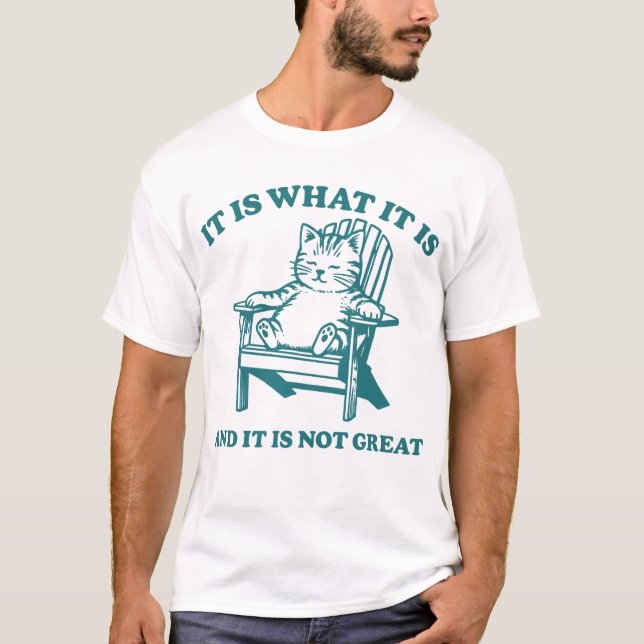 It Is What It Is And It Is Not Great Funny Cat T-Shirt (Front)