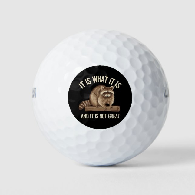 It Is What It Is and It Is Not Great Racoon Xmas Golf Balls (Front)