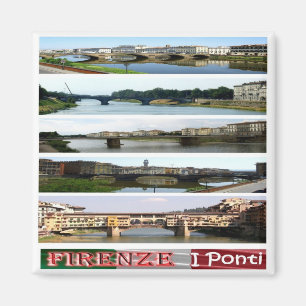 IT - Italy - Florence - Bridges - Collage Mosaic Magnet