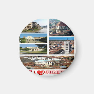 IT - Italy - Florence - I Love - Collage Mosaic Magnet