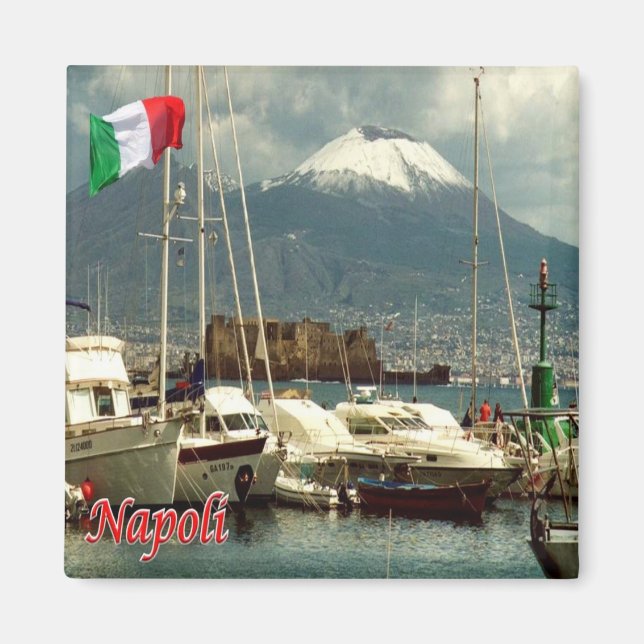 IT - Italy - Naples - With Vesuvius Harbour View Magnet (Front)
