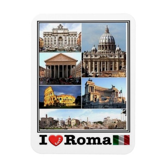 IT Italy - Roma - I Love  Mosaic - Colosseo - Magnet (Vertical)