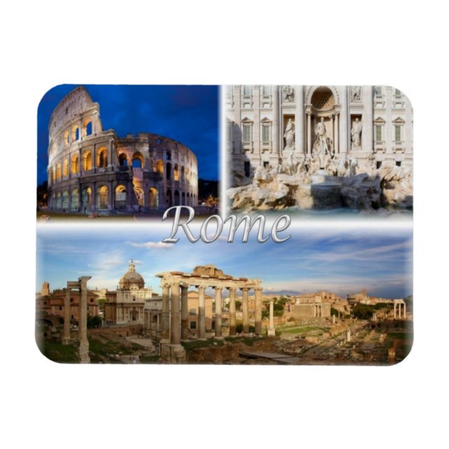 IT Italy -  Rome - Colosseum - Trevi Fountain - Magnet (Horizontal)