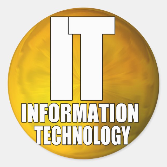 IT LOGO - INFORMATION TECHNOLOGY CLASSIC ROUND STICKER (Front)