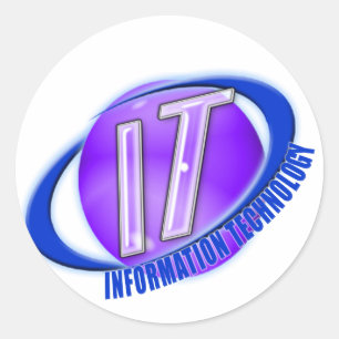 IT LOGO ORB/SWOOSH INFORMATION TECHNOLOGY CLASSIC ROUND STICKER