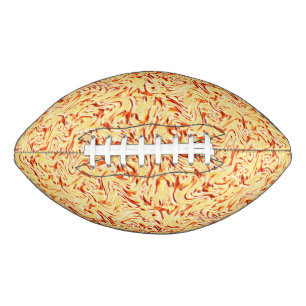 It looks like a halved cabbage, yellow and coral american football