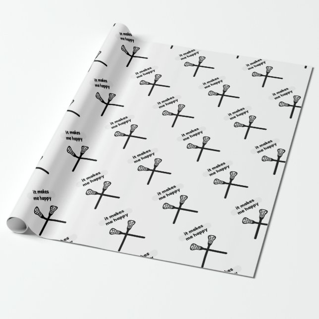 It Makes Makes Me Happy-Lacrosse Wrapping Paper (Unrolled)