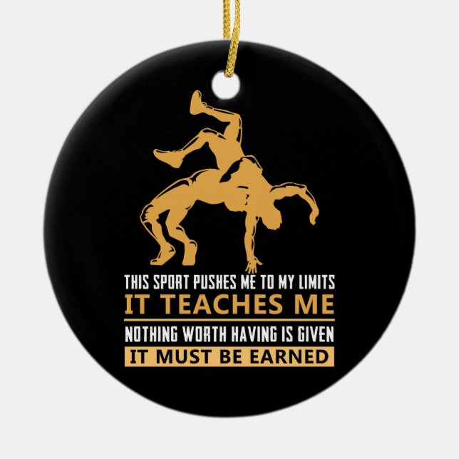 IT MUST BE EARNED Wrestling Ceramic Tree Decoration (Front)